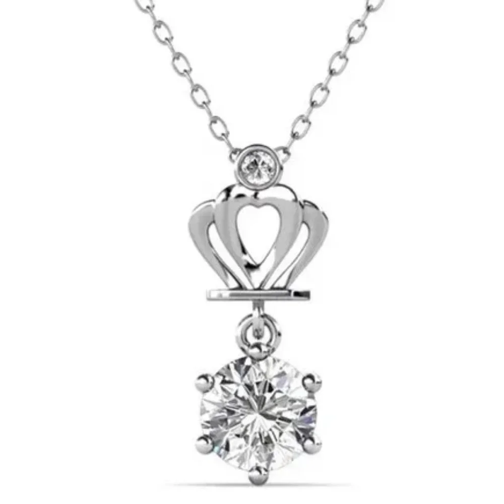 Certified 1ct. t.w. Diamond Moissanite Crown Necklace A NEW - Picture 1 of 5